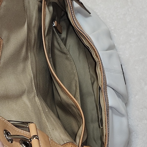COACH Y2K White Tan Soho Flap Leather w/Buckle Shoulder Bag F15204 - Picture 13 of 16
